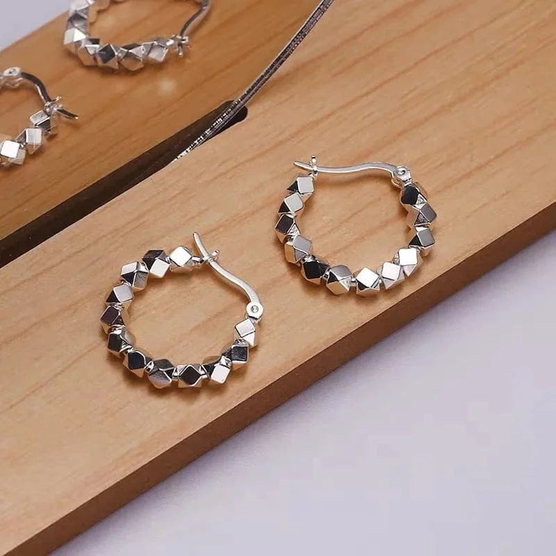 silver Factory Directly wholesale 925 Sterling Silver Simple fashion Geometric silver Hoop Earrings For Women jewelry 2023