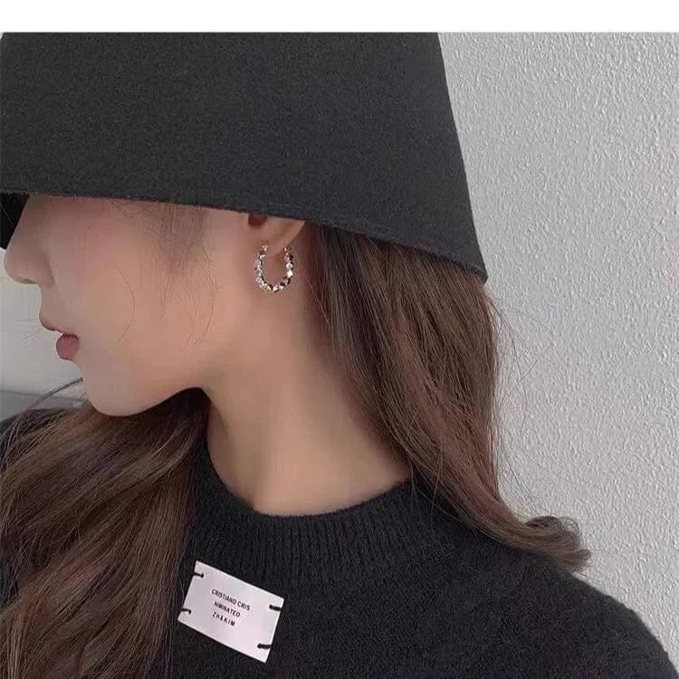 silver Factory Directly wholesale 925 Sterling Silver Simple fashion Geometric silver Hoop Earrings For Women jewelry 2023