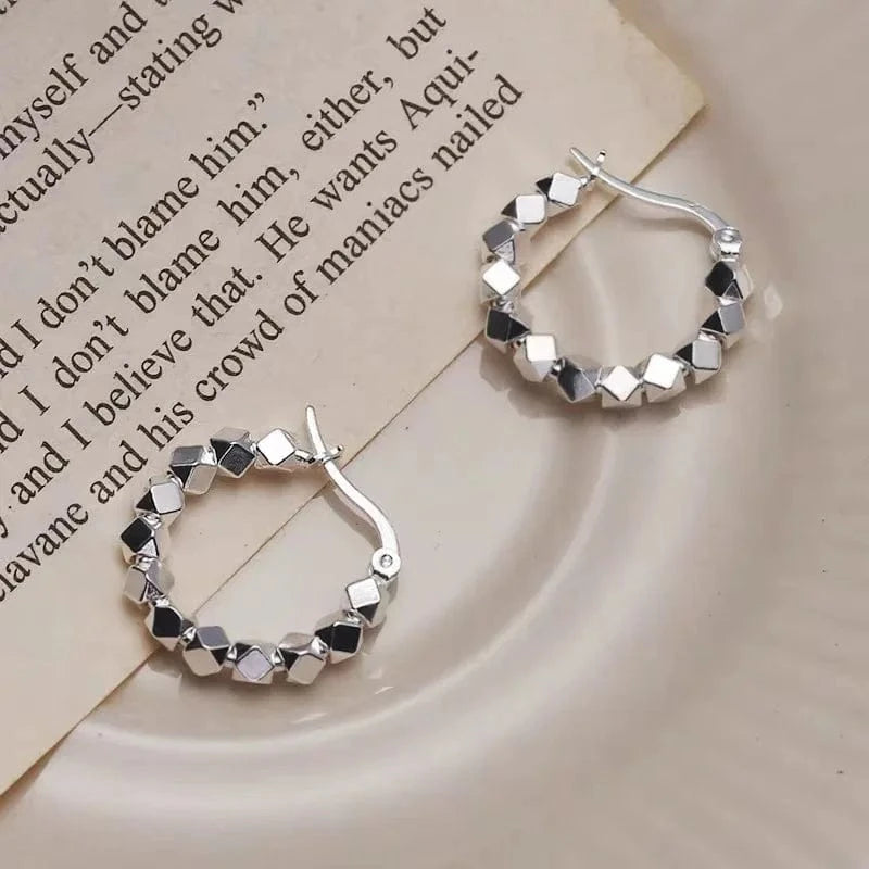 silver Factory Directly wholesale 925 Sterling Silver Simple fashion Geometric silver Hoop Earrings For Women jewelry 2023