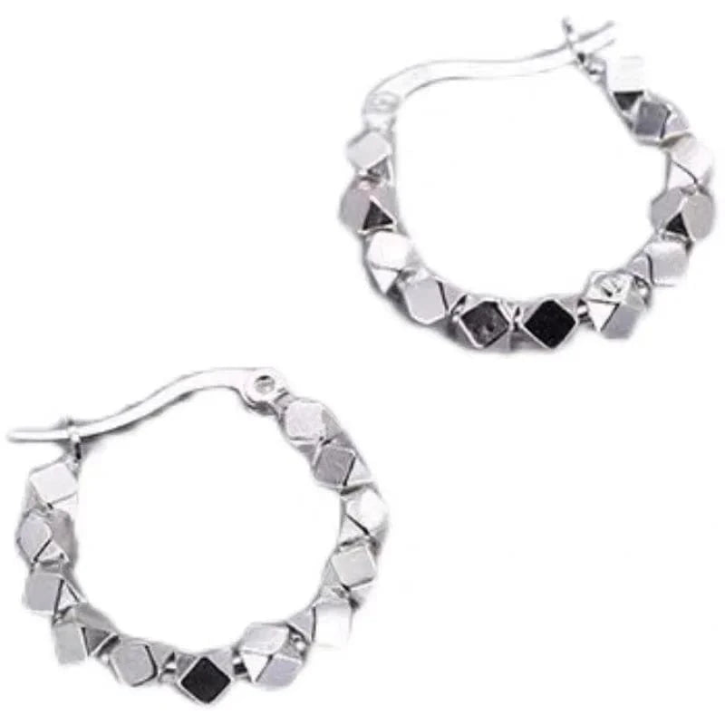 silver Factory Directly wholesale 925 Sterling Silver Simple fashion Geometric silver Hoop Earrings For Women jewelry 2023