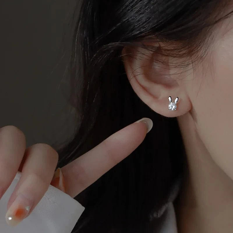 Silver Factory Wholesale 925 Silver Rabbit Stud Earrings for Women 2023 Summer Earring Fashion Jewelry