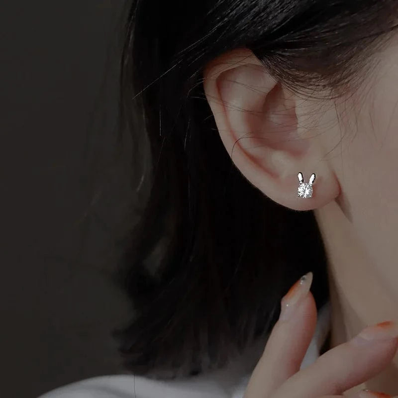 Silver Factory Wholesale 925 Silver Rabbit Stud Earrings for Women 2023 Summer Earring Fashion Jewelry