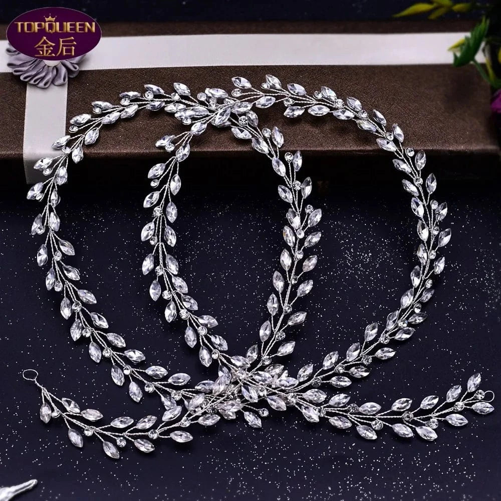 silver headdress S4351F Braided hair long hair with rhinestone bar style wedding party accessories hair crown bridal tiara