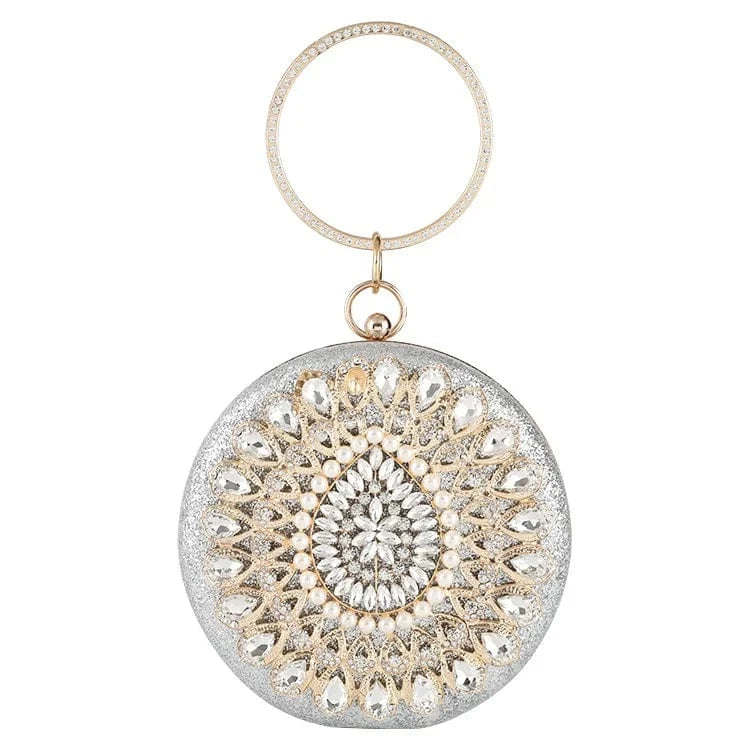 silver high quality party pearl evening clutch rhinestone purse women unique handbags diamond crystal clutch purse
