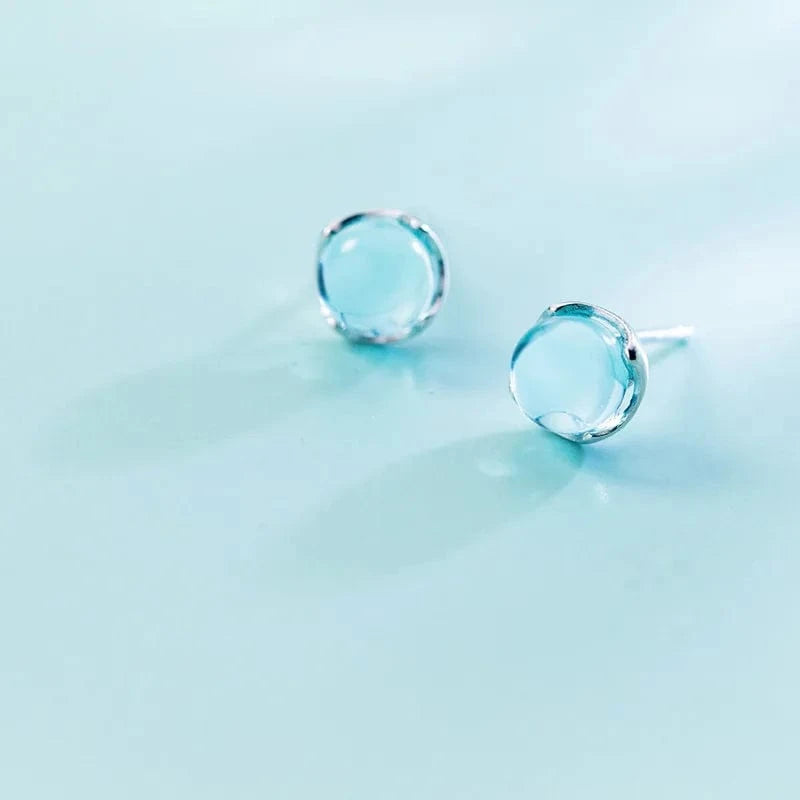 silver New 925 Sterling Silver Stud Earrings For Women Jewelry Sky Blue Mermaid Tears Earring