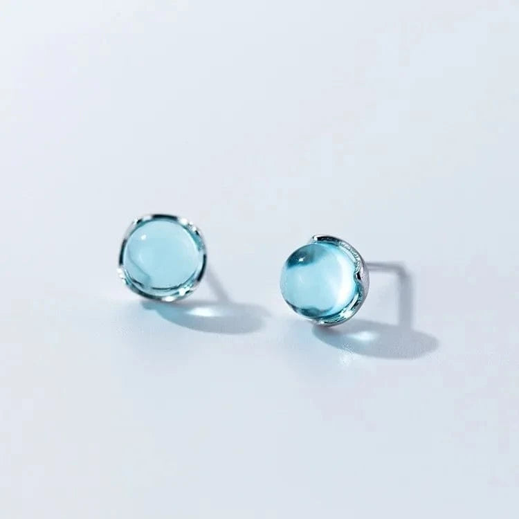 silver New 925 Sterling Silver Stud Earrings For Women Jewelry Sky Blue Mermaid Tears Earring