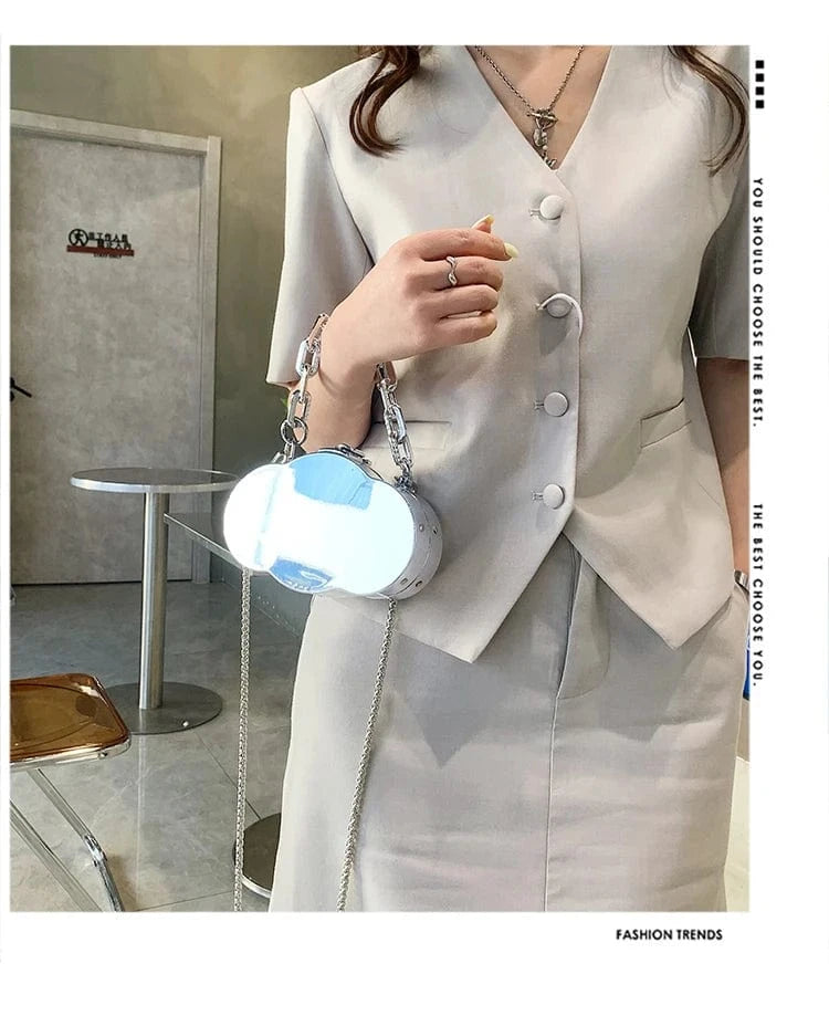 silver New Fashion women Silver Handbags pvc box Light Lady Tote Bags Lady Design Purses For Females