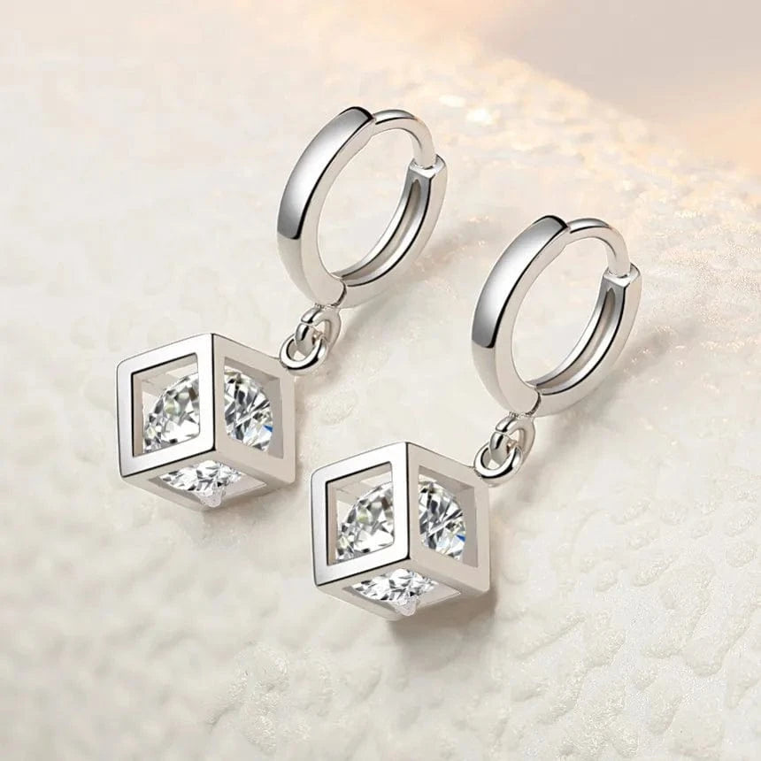 silver REETI 925 Sterling Silver Shiny Square Cubic Zircon Butterfly Hoop Earrings Ear Jewelry For Women Party Gifts
