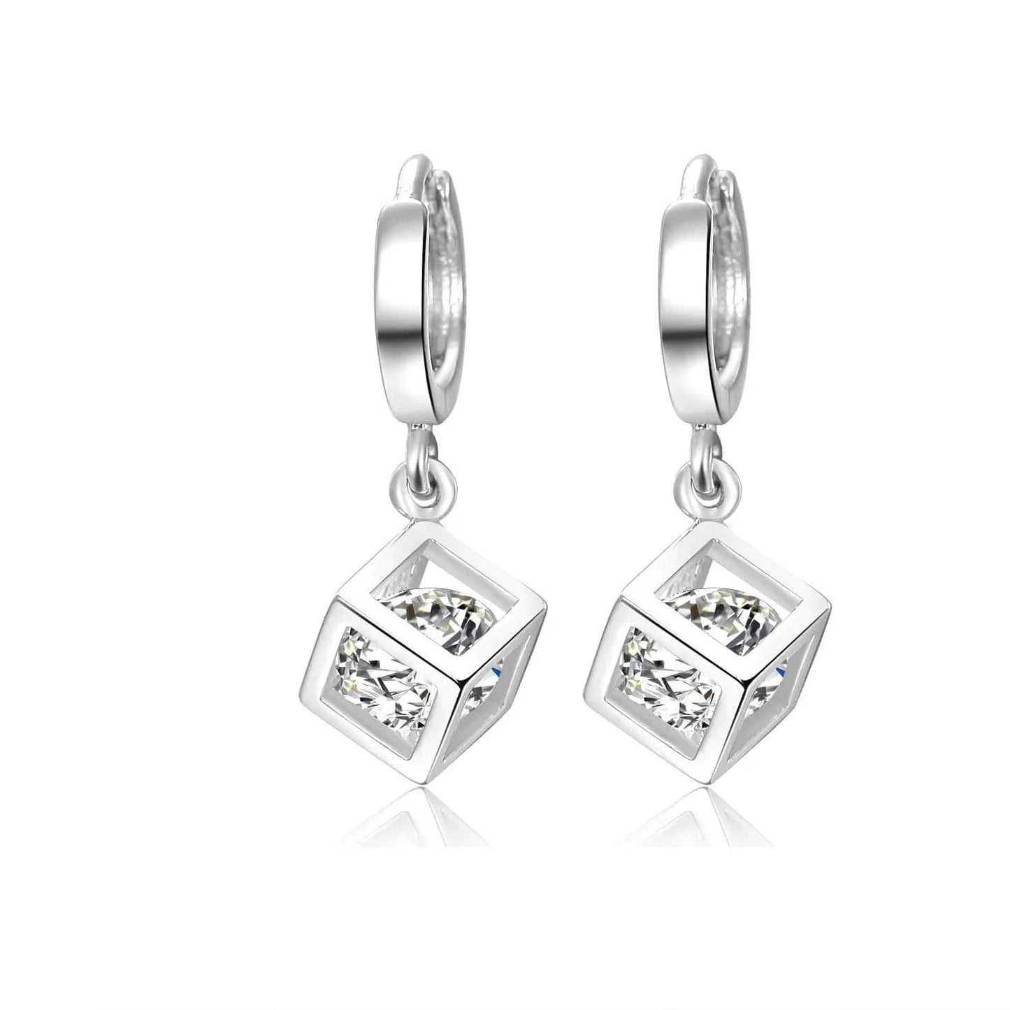 silver REETI 925 Sterling Silver Shiny Square Cubic Zircon Butterfly Hoop Earrings Ear Jewelry For Women Party Gifts