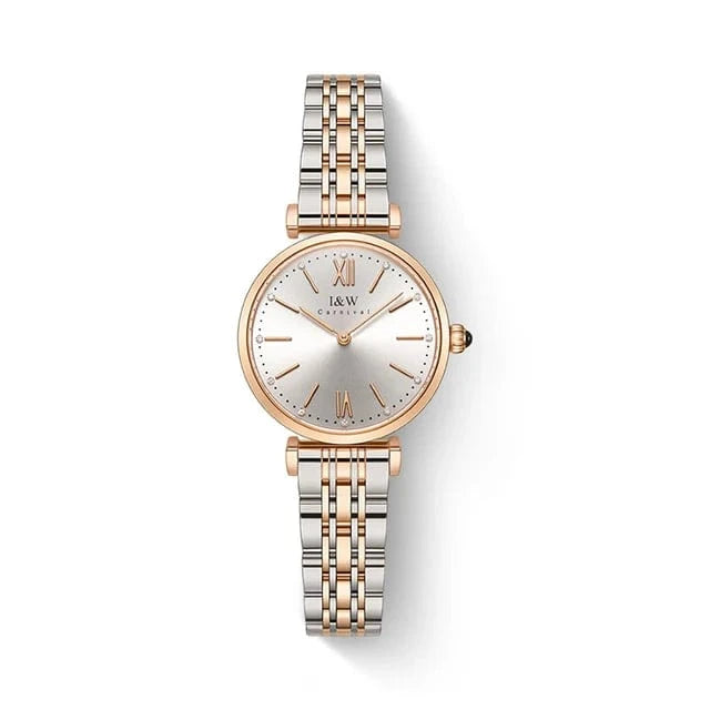 Silver Rose White Montres Femmes CARNIVAL Brand Fashion Watches Ladies Luxury Girls Rose Gold Quartz Wrist Watch for Women Waterproof Reloj Mujer
