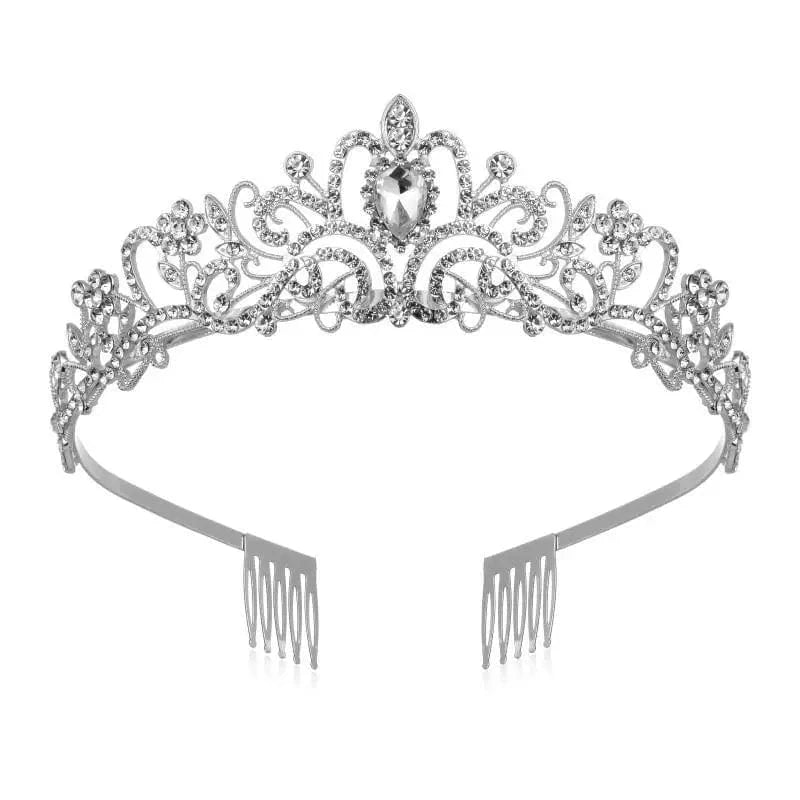 silver Silver Crystal Tiara Crowns Wedding For Women Girls Princess Crown with Combs Women's Headbands Bridal Prom Birthday Par