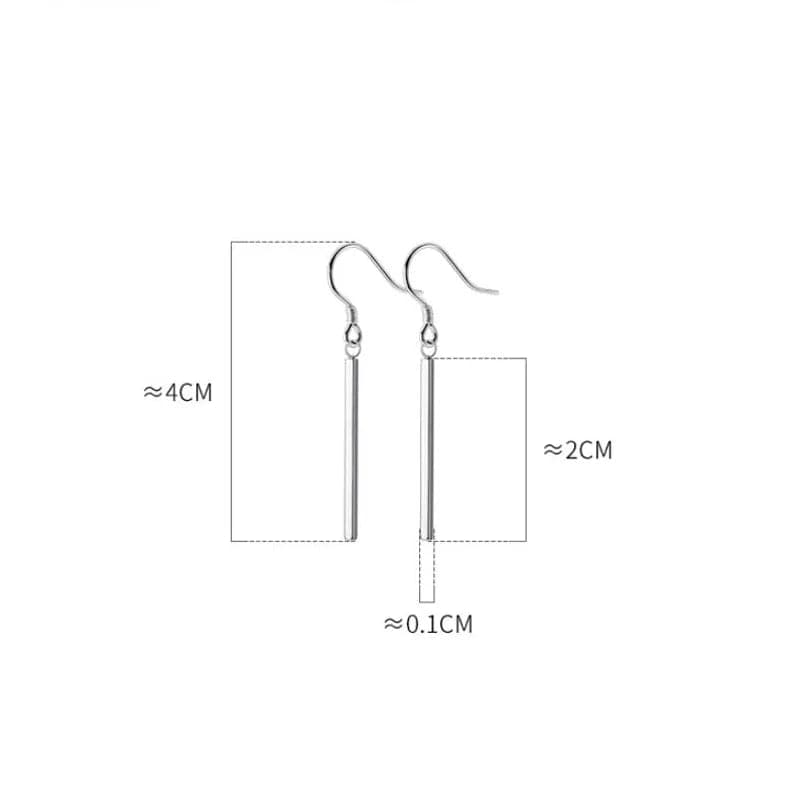 silver Simple Summer Jewelry 925 Sterling Silver Long Bar Drop Earring For Women Girls Gift Jewelry