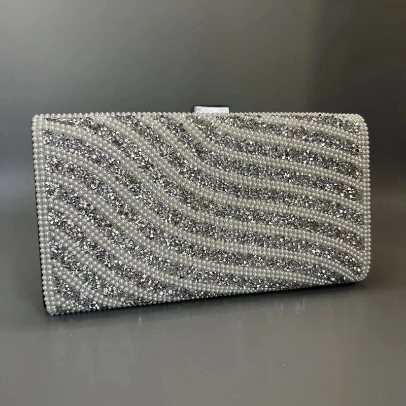 silver unique party bling crystal clutch purse rhinestones pearl diamond evening bag luxury clutch purses for weddings