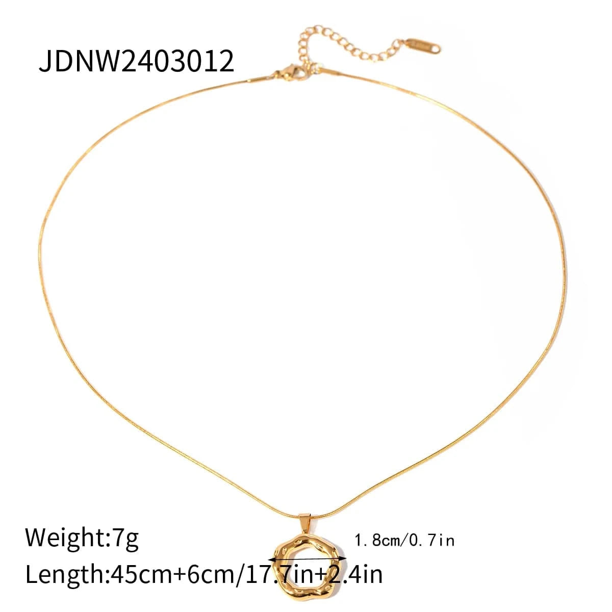 simple / 16inches / N2165 N2165 Jewelry Fashion Necklace 18K Gold Plated Snake Chain Necklace Gift Stainless Steel textured Irregular Pendent Necklace
