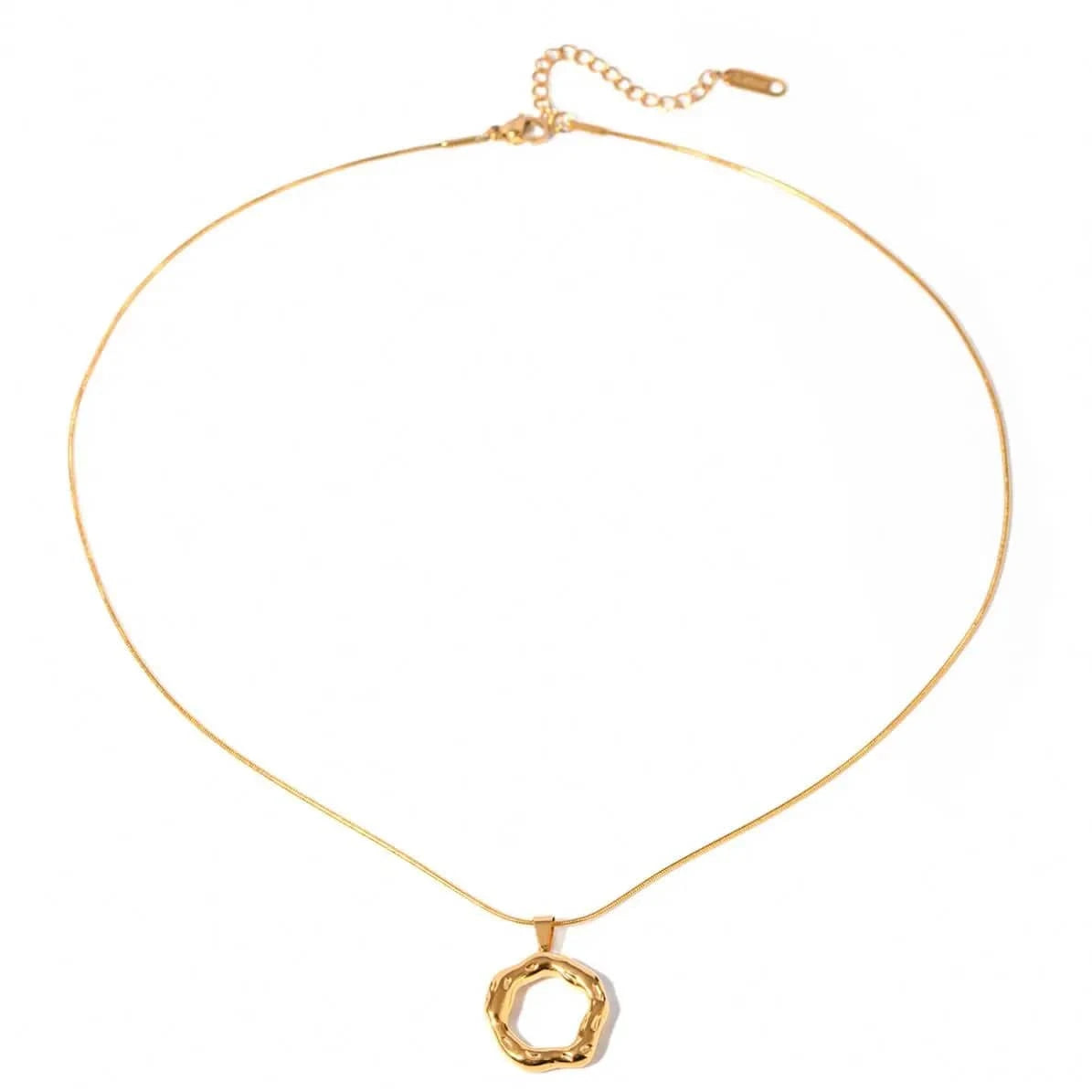 simple / 16inches / N2165 N2165 Jewelry Fashion Necklace 18K Gold Plated Snake Chain Necklace Gift Stainless Steel textured Irregular Pendent Necklace