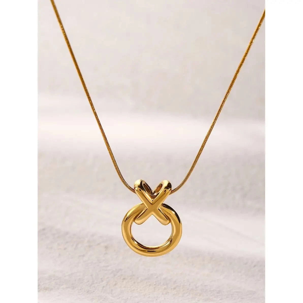 simple / 20inches / N2164 N2164 Jewelry Fashion Necklace 18K Gold Plated Snake Chain Necklace Stainless Steel donuts Pendent Necklace
