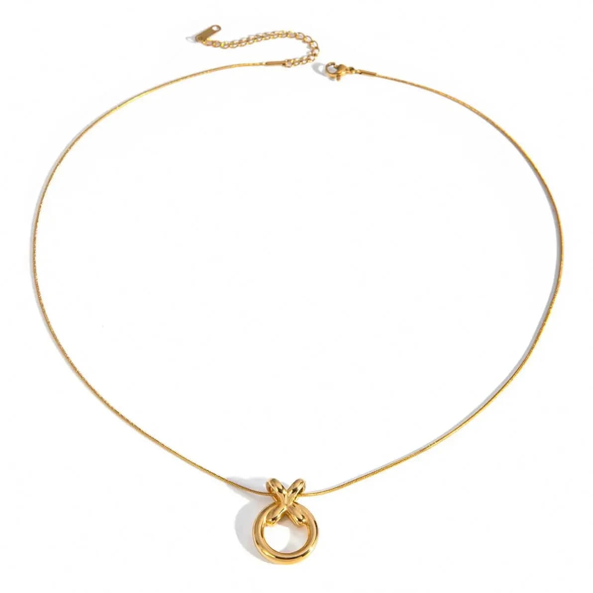 simple / 20inches / N2164 N2164 Jewelry Fashion Necklace 18K Gold Plated Snake Chain Necklace Stainless Steel donuts Pendent Necklace