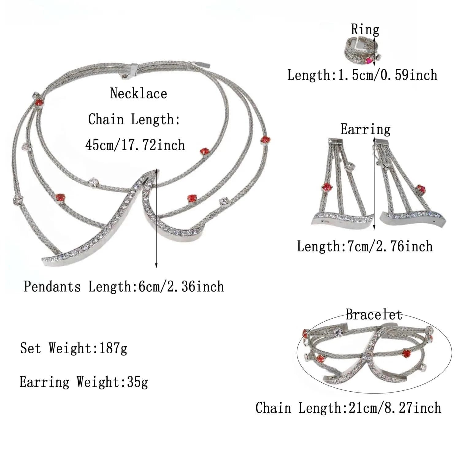 simple / 45CM / silver Yulaili factory wholesale wedding accessories Costume gift jewelry brazilian18k multiplayer colorful crystal woman necklace set