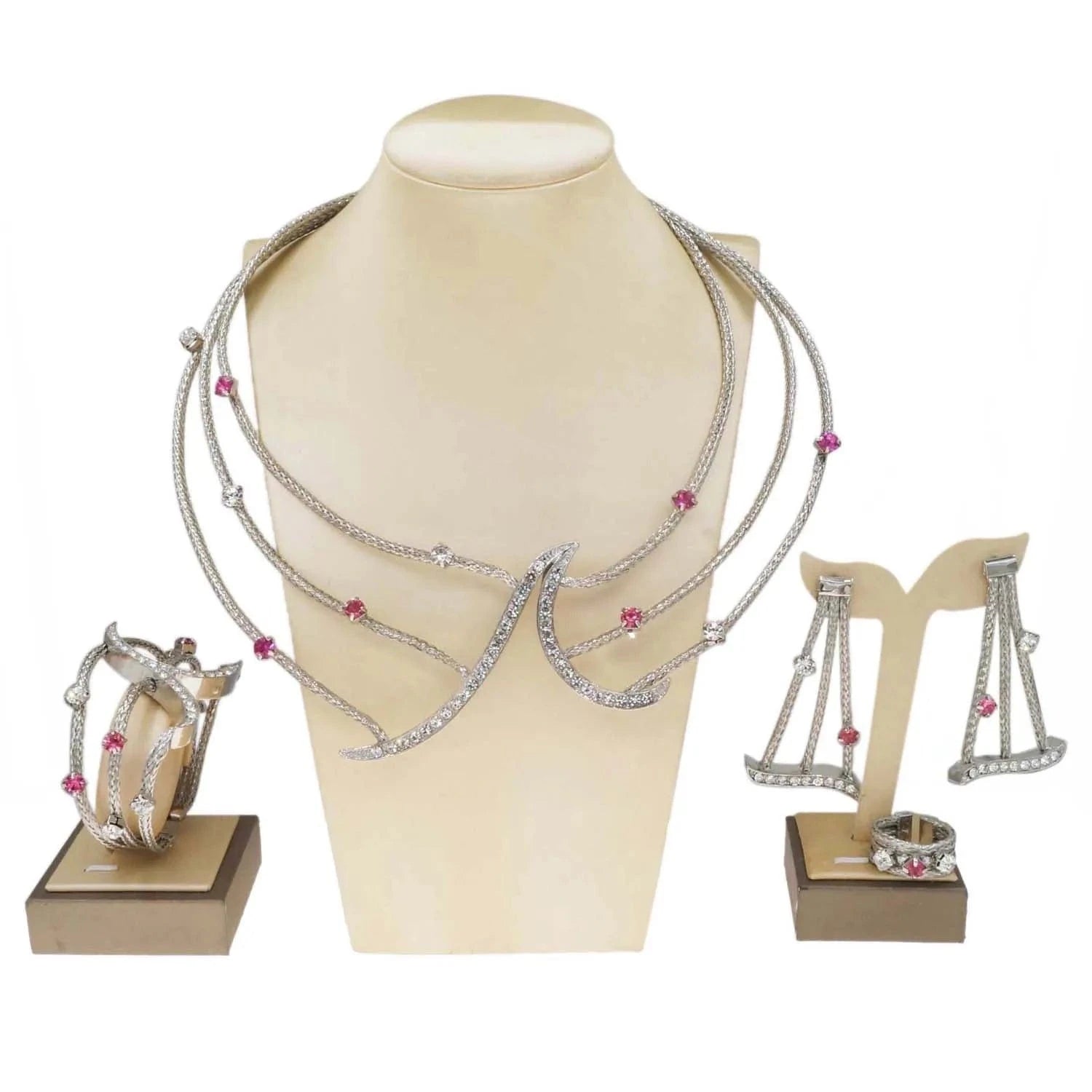 simple / 45CM / silver Yulaili factory wholesale wedding accessories Costume gift jewelry brazilian18k multiplayer colorful crystal woman necklace set