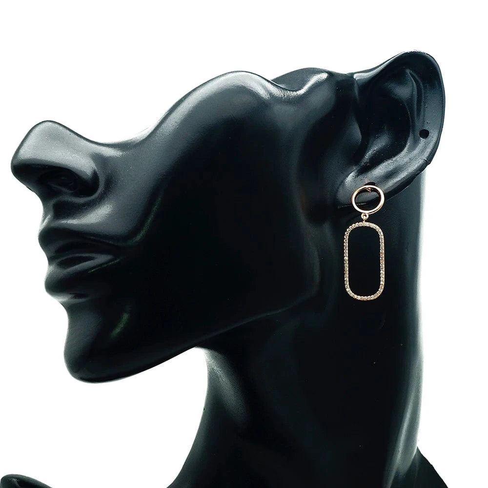 simple statement chunky geometric dangle 18k gold plated new fashion circle shaped silver pendant earring with CZ