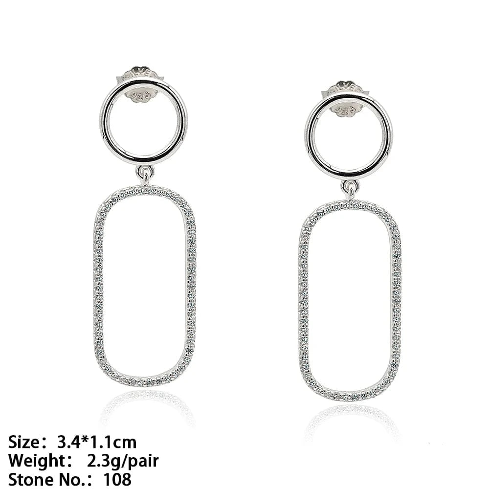 simple statement chunky geometric dangle 18k gold plated new fashion circle shaped silver pendant earring with CZ