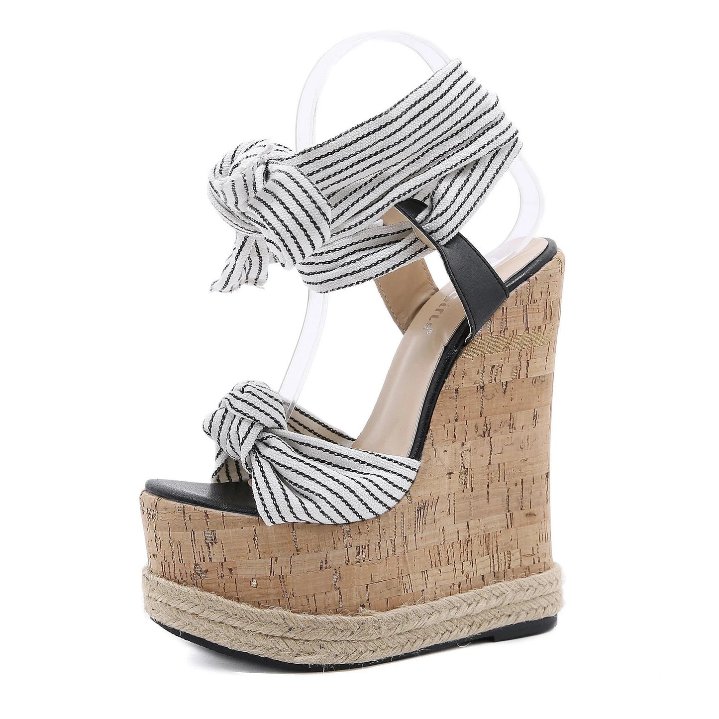 size 35=US size 4 / Naked color Factory direct supply 2024 Italian new hemp rope slope heel comfortable high heel sandals