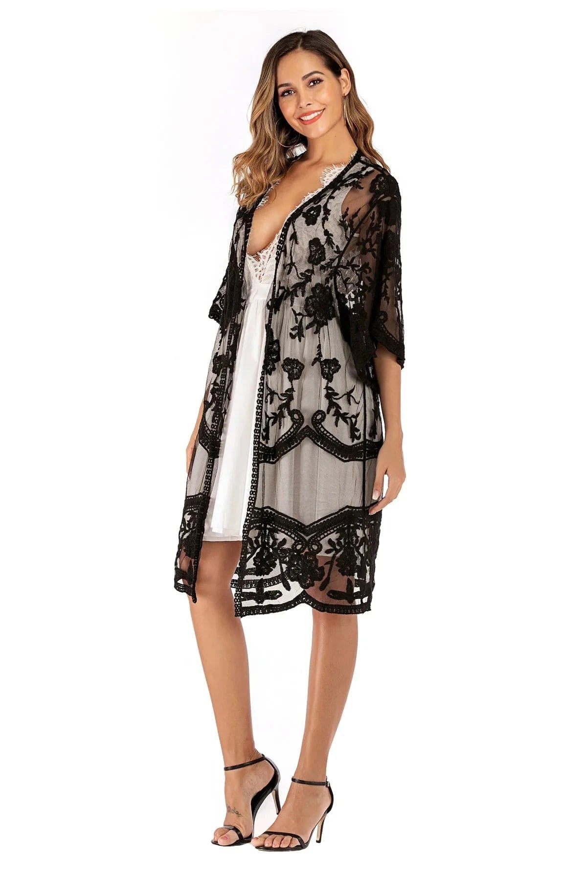 Size fits all / Black 2024Summer Beachwear Beach Cover Up Dress Swimsuit Women Bikini Cover Ups