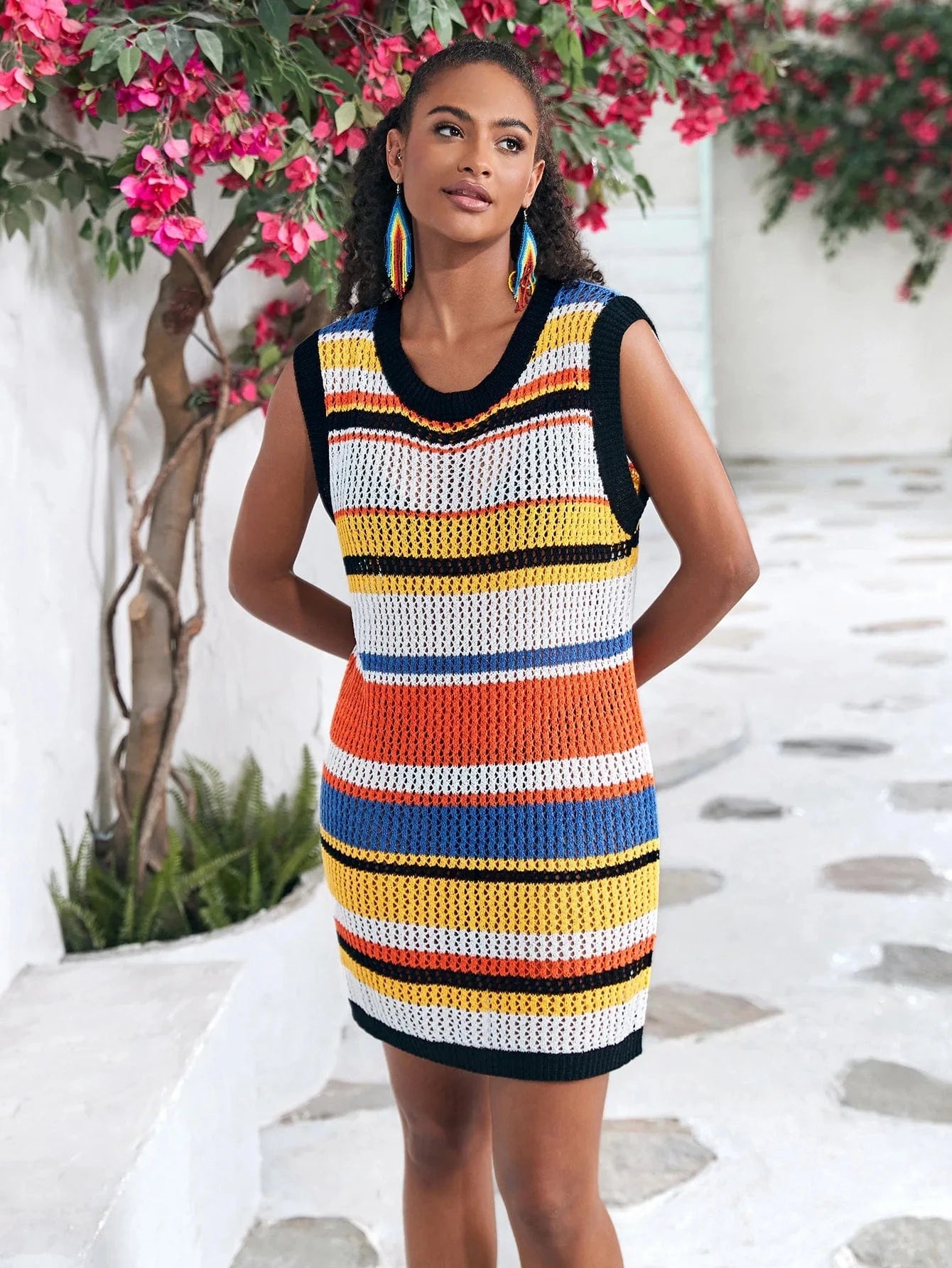 Size fits all / image color JSN9202159 manufacture vendor 2024 new arrival hot selling colorful crochet women bikini cover up