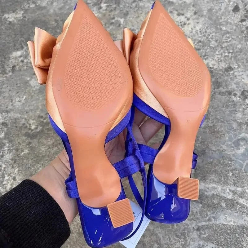 Slingback Escarpin Femme New Color Shoes Fashion Bow Tie Talon Mules for Women Shoes
