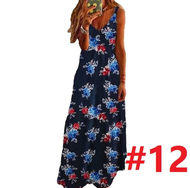Slip Dress Summer 2024 Bohemian Sleeveless Backless Stylish Floral Casual Maxi Dress Sundresses For Women Evening Dress