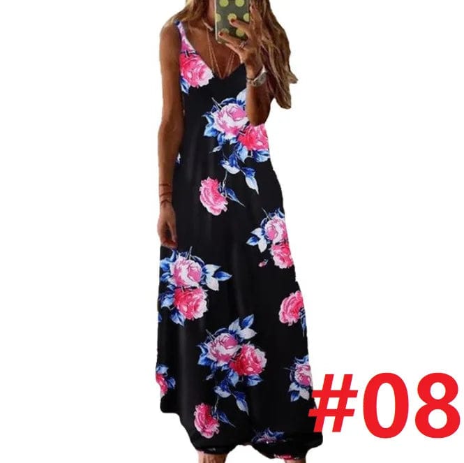 Slip Dress Summer 2024 Bohemian Sleeveless Backless Stylish Floral Casual Maxi Dress Sundresses For Women Evening Dress