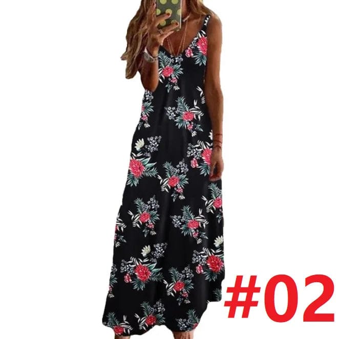 Slip Dress Summer 2024 Bohemian Sleeveless Backless Stylish Floral Casual Maxi Dress Sundresses For Women Evening Dress