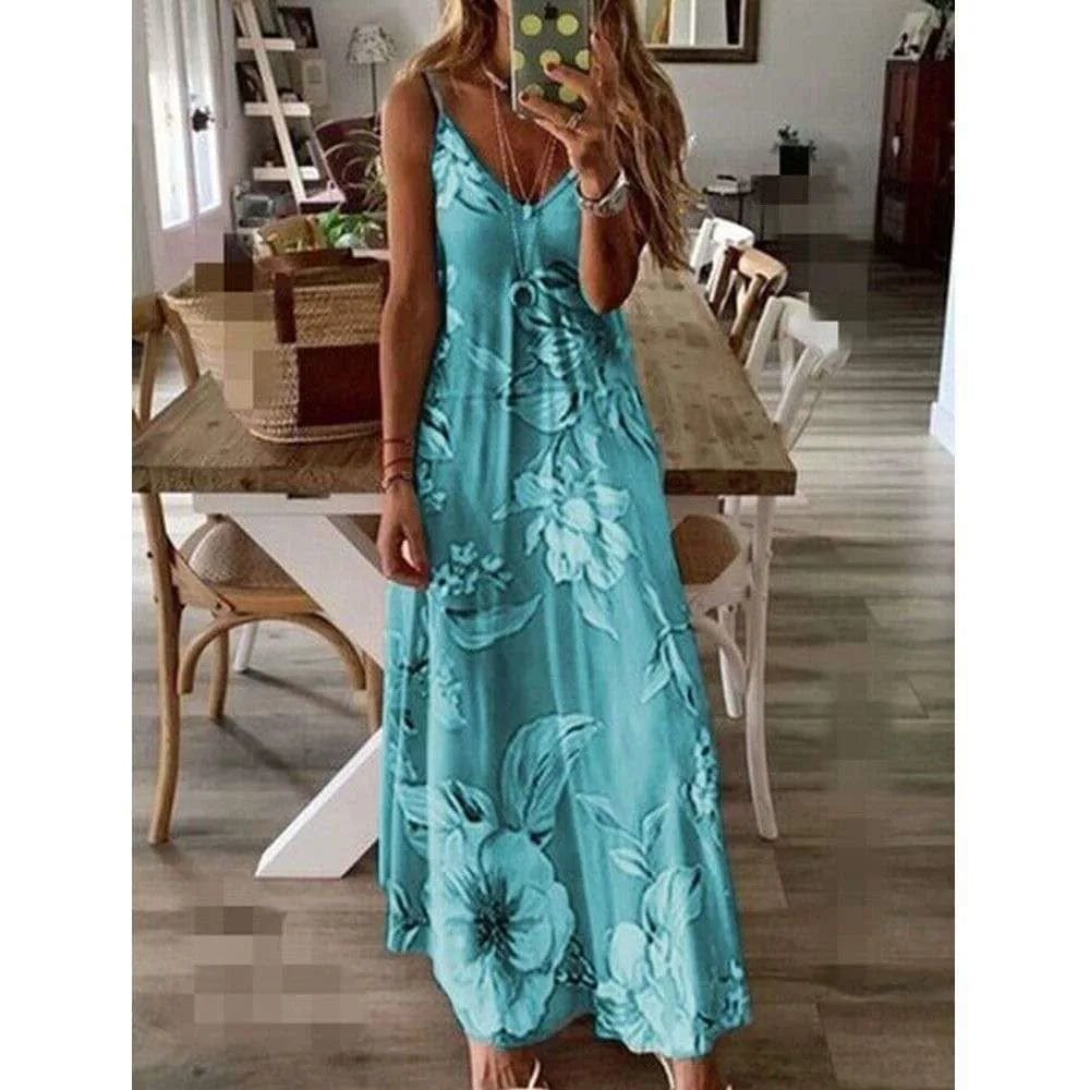 Slip Dress Summer 2024 Bohemian Sleeveless Backless Stylish Floral Casual Maxi Dress Sundresses For Women Evening Dress