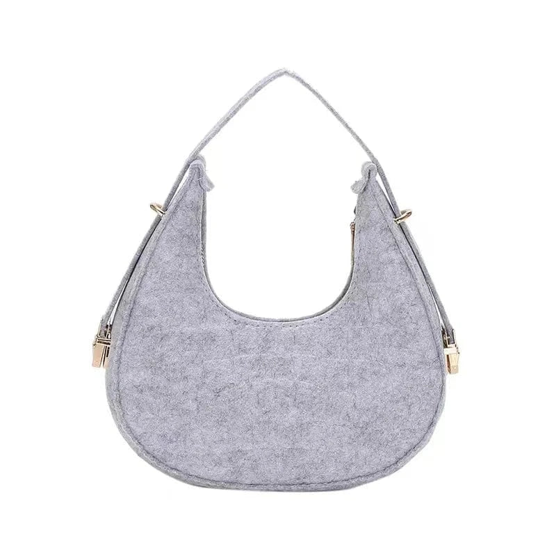 Sliver Retro fashion simple western handbag bag female 2024 autumn winter new Joker Korean felt cute girls women cloth bag