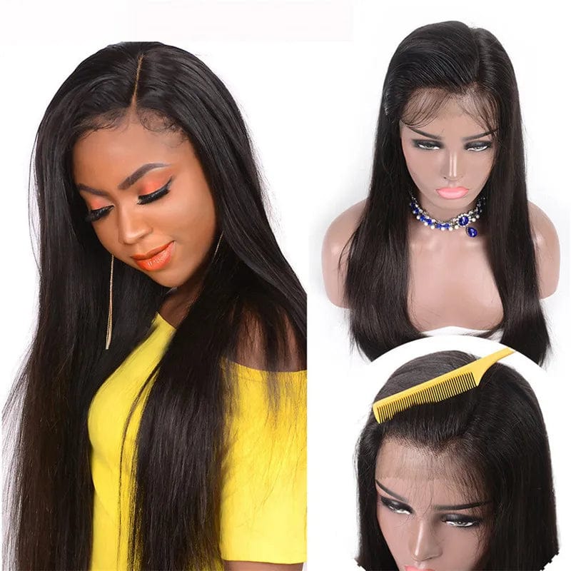 Small Knots Pre Plucked Hd Lace Front Wig Lace Human Hair Wig Transparent 1 Piece Brazilian Hair Long Swiss Lace Average Size