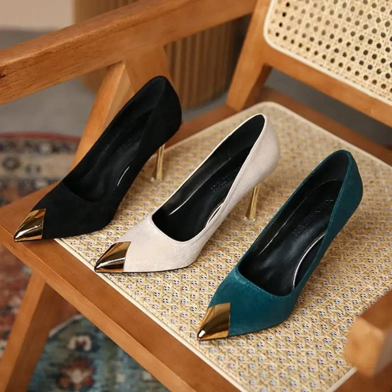 Small/Large SIzes Steel Toe Stiletto Sandalias Office Wear Pumps Medium Green Heels