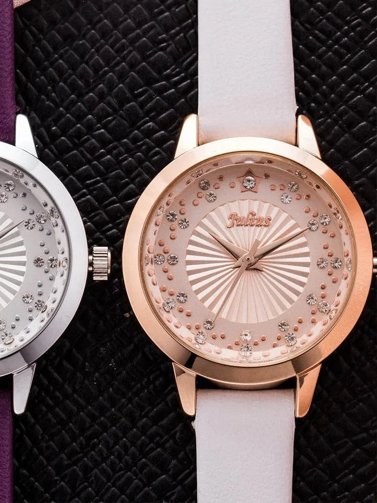 Small Rhinestones Julius Lady Women's Watch Japan Quartz Elegant Fashion Hours Bracelet Leather Girl's Gift No Box
