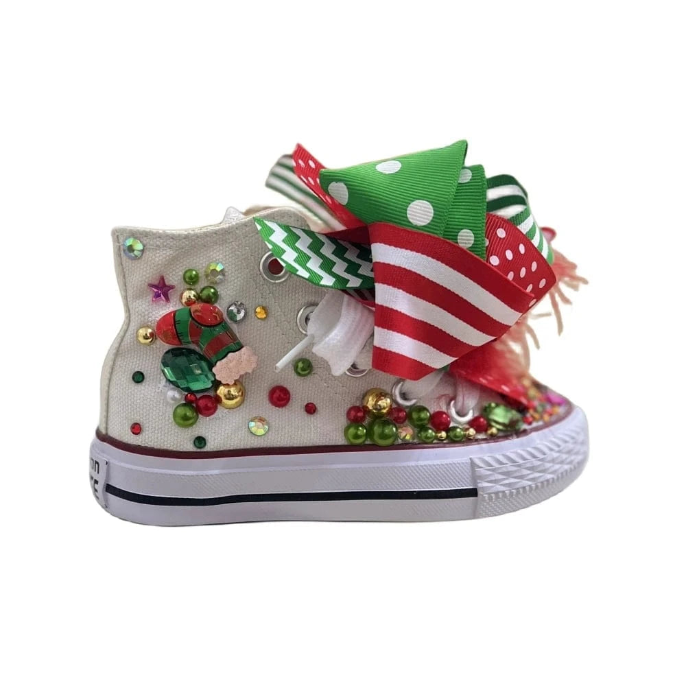 sneakers design 004 / kid size 22 Kids And Mother Candy Canvas Shoes Pearls Sneakers for Girl Birthday Party Wedding Set1