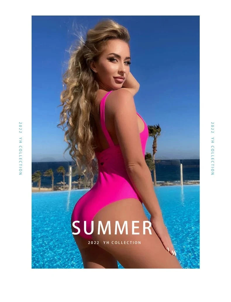 Solid color Womens Swimwear 2024 One-piece Women's Summer Beachwear