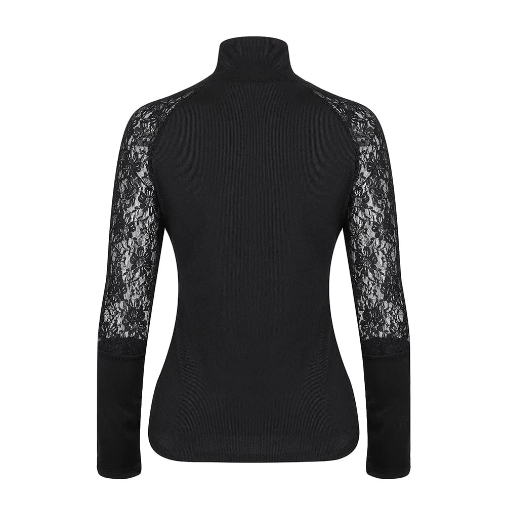 Solid Lace T-shirt Tops for Women Clothing Spring Summer Sexy Basic Shirt Elegant Fashion Long Sleeve Tee Y2K Blusas