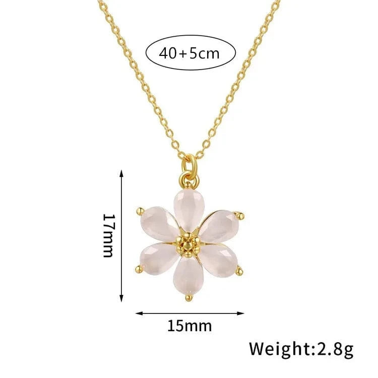 SP Korean Style 18k Gold Zircon Flower Pendant Jewelry Necklace For Women