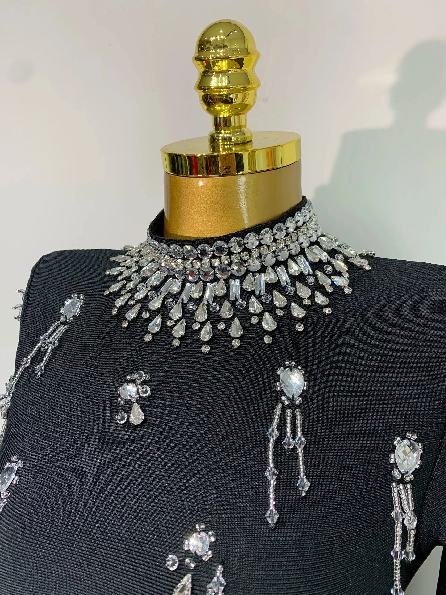 Sparkly Diamonds Long Sleeve Black Bodycom Bandage Jumpsuit Fashion 2025 Woman Evening Party Elegant Luxury Birthday Rompers