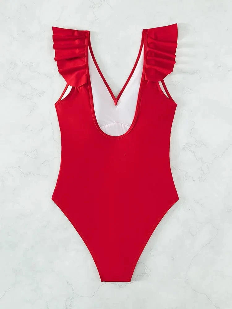Special Fabric One piece swimwear 2024 Sexy One Shoulder Ruffle Swimsuit Women Backless Bathing Suit Beachwear Push Up Monokini
