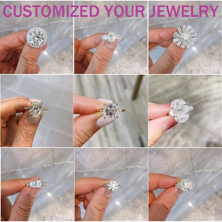 Split shanks real yellow 14K gold 2ct marquise mossanite diamond wedding rings solitaire moissanite jewelry