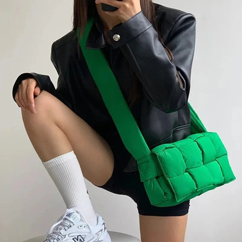 Sponge Woven Pillow Bag Net Celebrity The Same Cross-body Small Square Bag Shoulder Handbag Bag Female