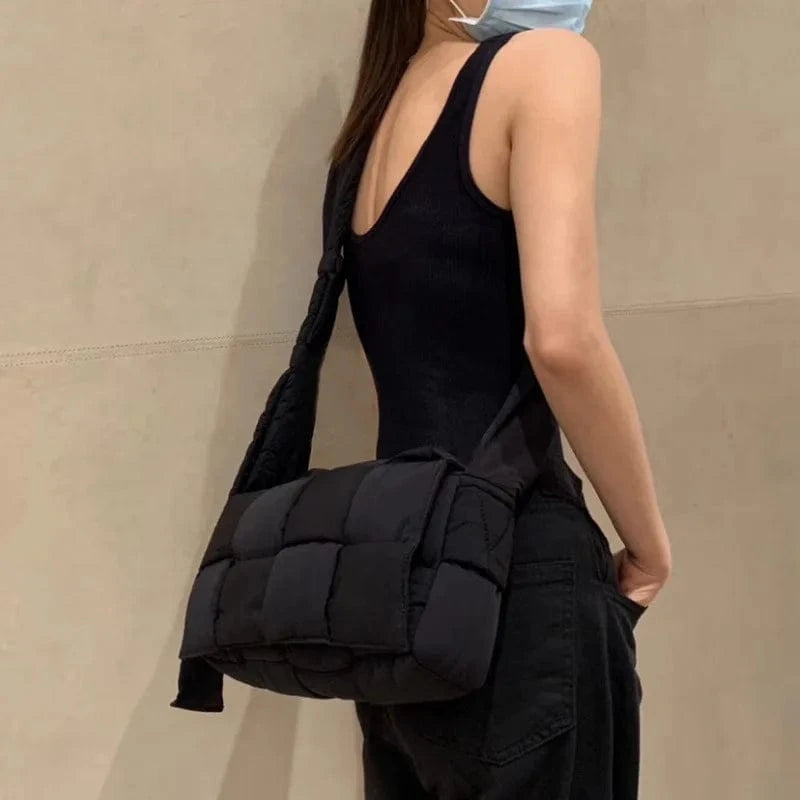 Sponge Woven Pillow Bag Net Celebrity The Same Cross-body Small Square Bag Shoulder Handbag Bag Female