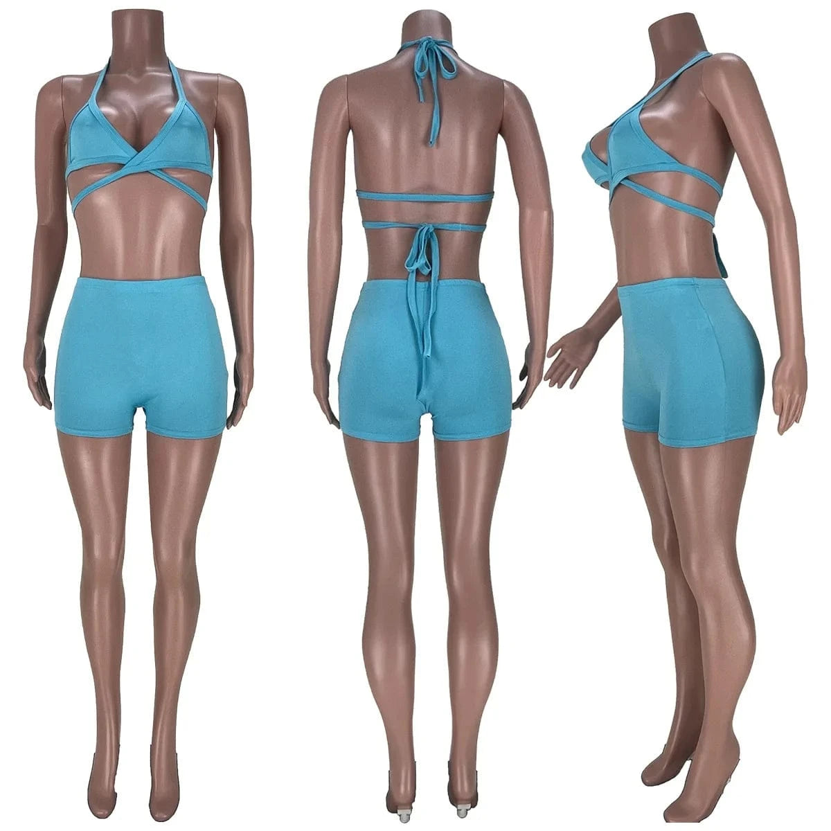 Sports Casual Camisole Slim Shorts Summer Two Piece Set Women Short Set Clothing Sexy Crop Tops Set Custom