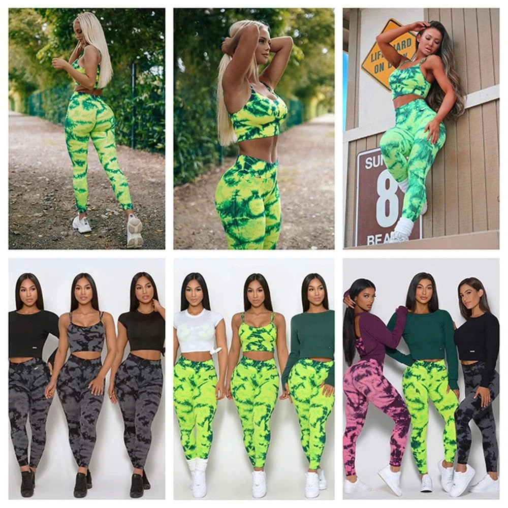Sports Suit Active Wear Seamless Workout Clothing Ropa Deportiva Mujer Tie-Dye Gym Fitness Sets