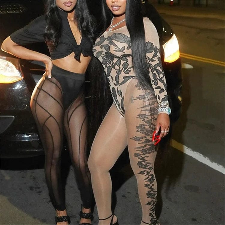 Spring 2 Two Piece Sets Sexy Women Long Sleeve Bodycon Bodysuits Top+High Waist Pants Suits