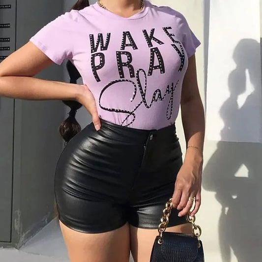 Spring 2023 Women s Clothing Leather Shorts Women Trending Faux Leather Shorts for Ladies Black Blank Leather Shorts